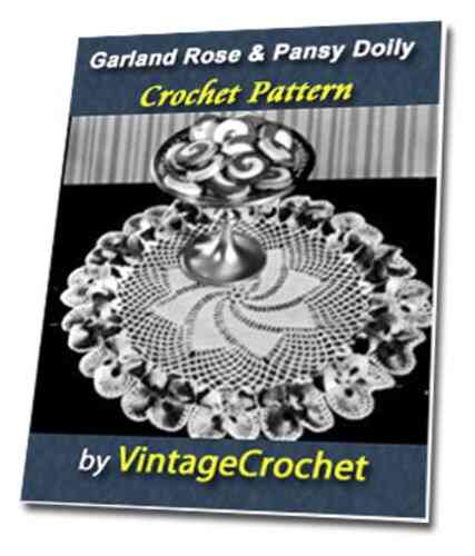 Garland Rose And Pansy Doilies Vintage Crochet Pattern