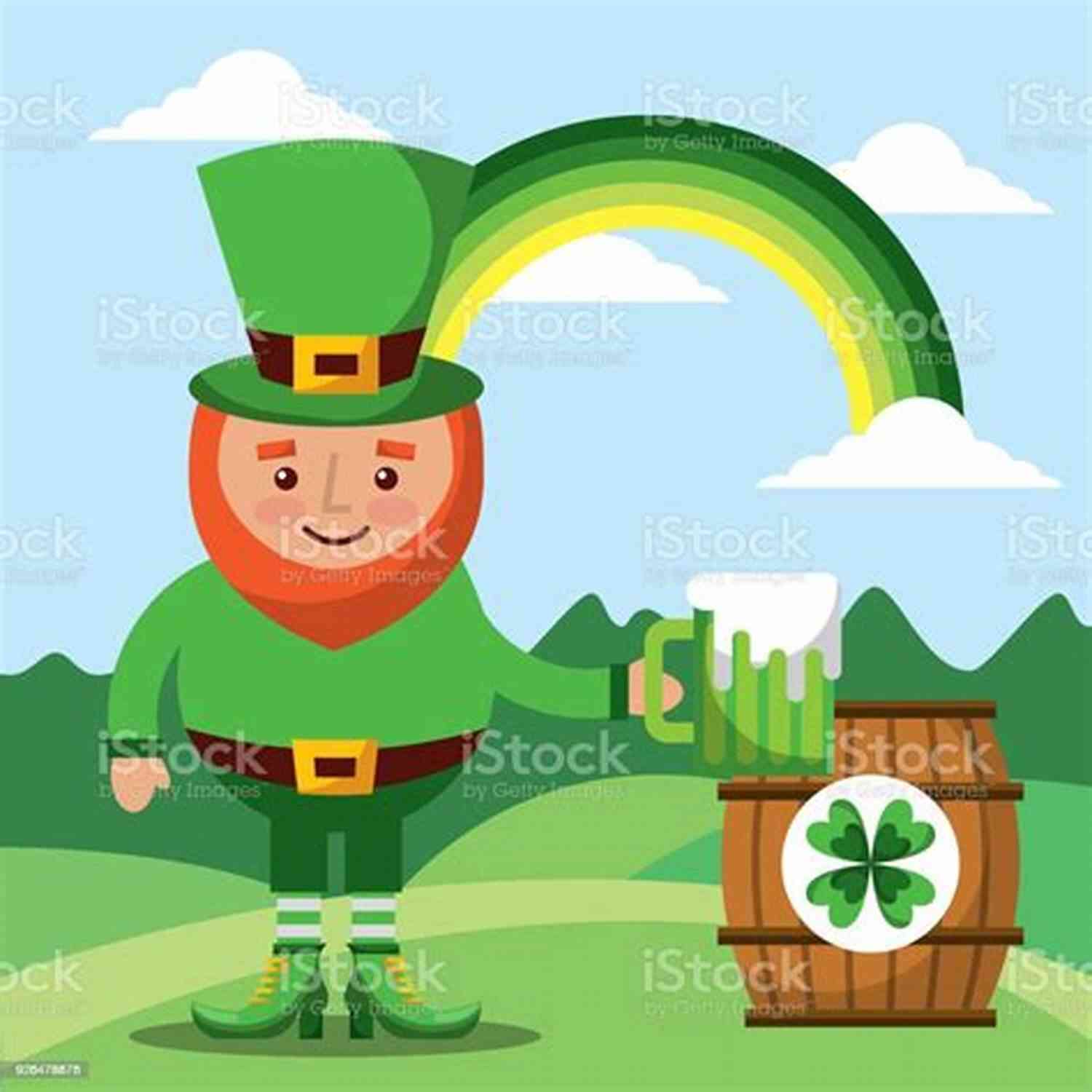 Beautiful Green Landscape With A Rainbow And A Leprechaun St Patrick Day : Haiku Antonio Mira De Amescua