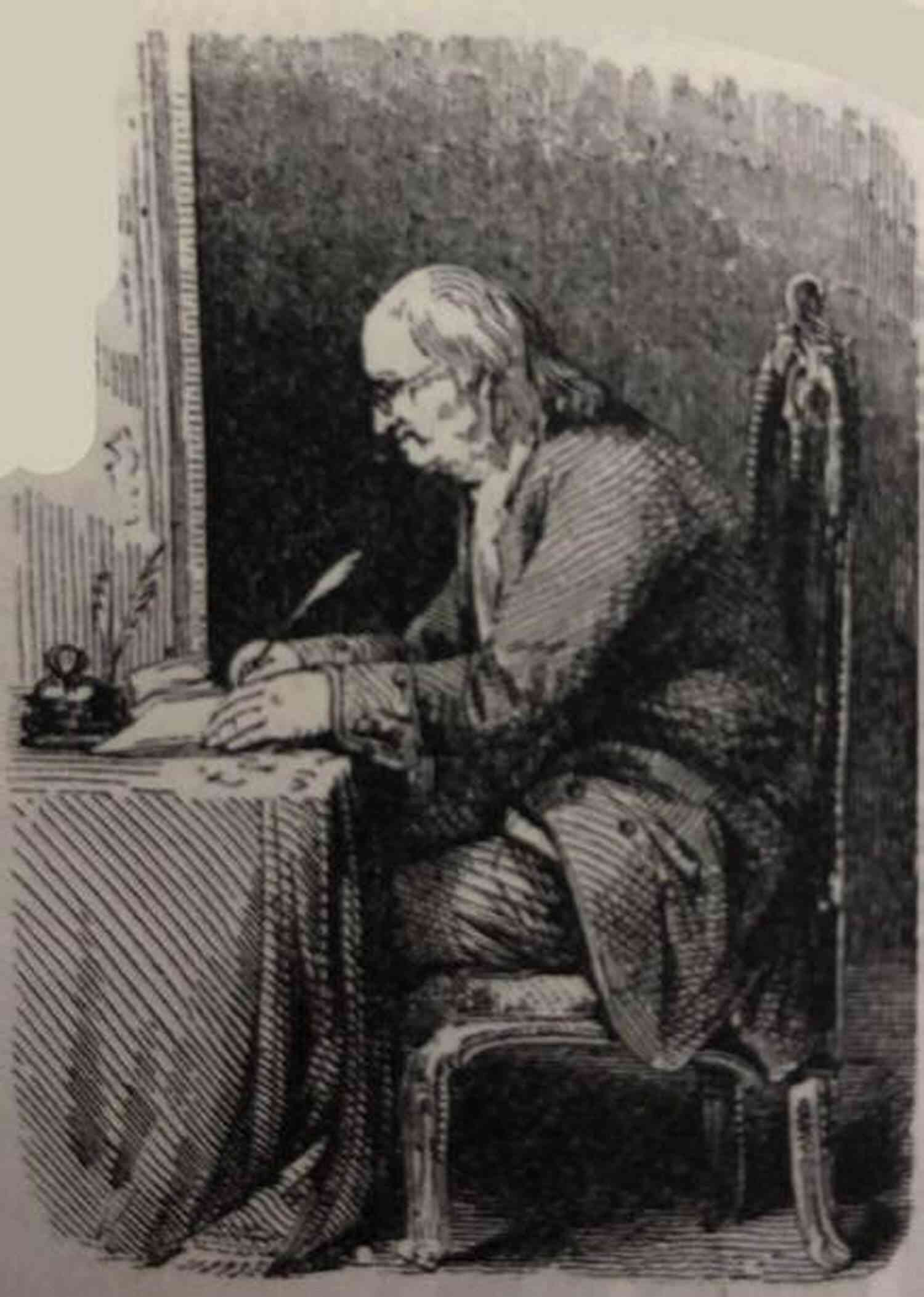 Ben Franklin Sitting At A Desk, Surrounded By Financial Documents And Money The Way To Wealth: Ben Franklin On Money And Success