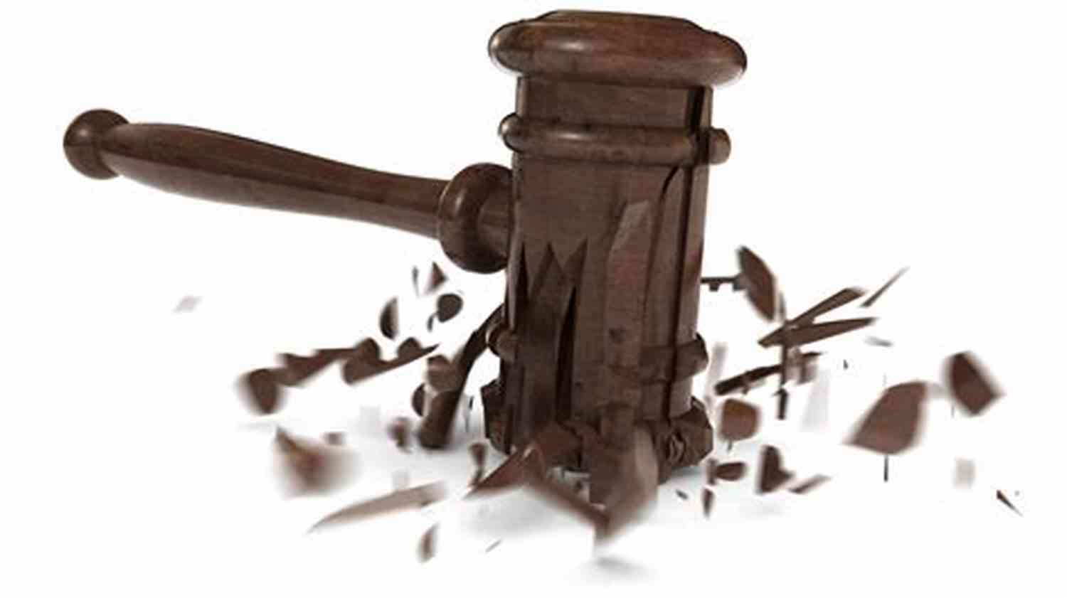 Injustice In The Courtroom: A Broken Gavel Symbolizing The Fragile State Of Our Legal System. Justice On The Brink: The Death Of Ruth Bader Ginsburg The Rise Of Amy Coney Barrett And Twelve Months That Transformed The Supreme Court